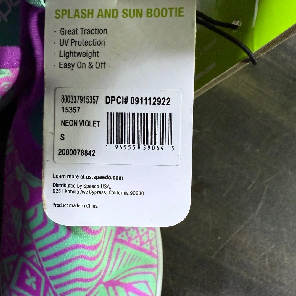 Speedo‎ Kids Splash and Sun Booties Neon Violet Pink Mint Green Size S 5 6